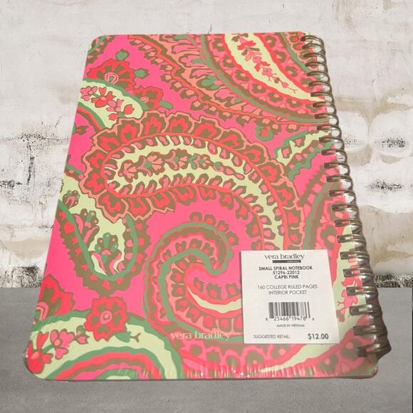 Vera Bradley NWT Paisley Zip ID Case & Spiral Notebook in Capri Pink - Picture 6 of 6